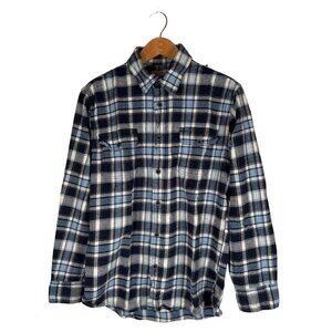 JACHS Mens Size M Blue Navy Heavy Cotton Flannel Shirt Cosy Casual Outdoors L/S